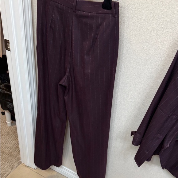 Mango Pinstripe Shirt and Trousers Set - Plum - Picture 12 of 13